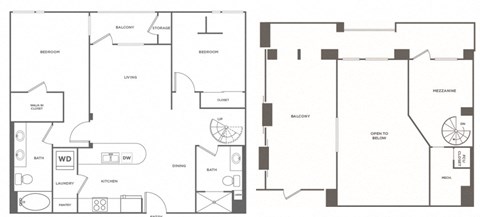 Floor plan for 2 beds, 2 baths, 1210 sqft